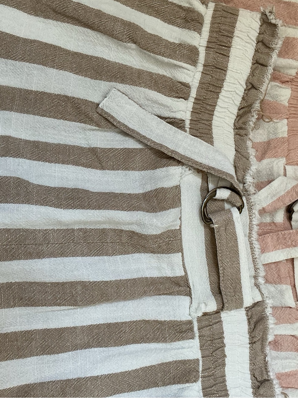 Umgee Striped Tie-Waist Bermuda Shorts - Bundle of 2-Blush Pink & Taupe - Picture 7 of 9
